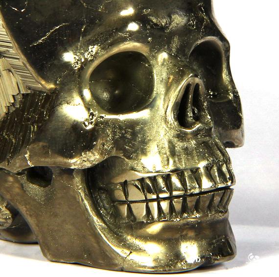 Mineral Specimen 3.4" Pyrite Carved Crystal Skull, Realistic Mineral Specimen 3.4" Pyrite Carved Crystal Skull, Realistic