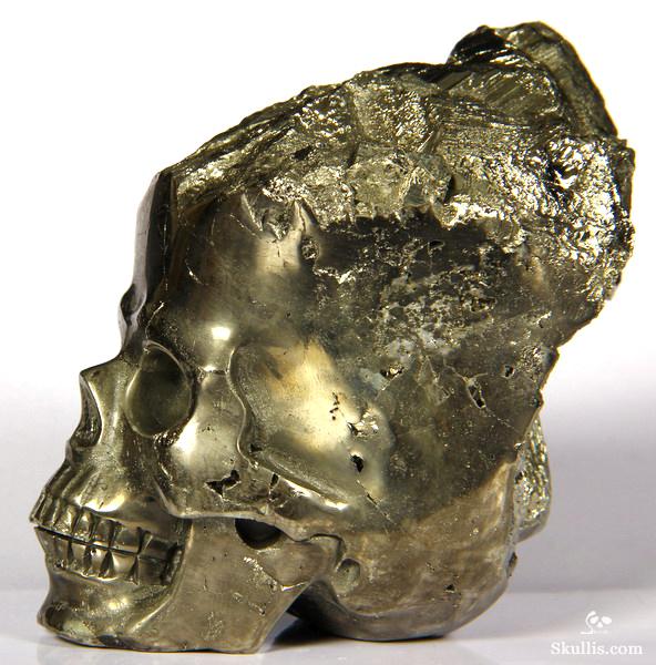 Mineral Specimen 3.4" Pyrite Carved Crystal Skull, Realistic Mineral Specimen 3.4" Pyrite Carved Crystal Skull, Realistic