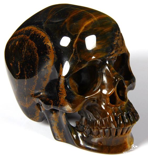 5.2" Tiger Eye Carved Crystal Skull, Super Realistic 5.2" Tiger Eye Carved Crystal Skull, Super Realistic
