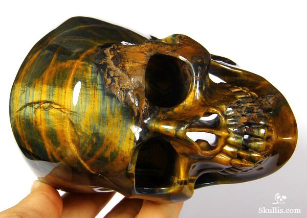 5.2" Tiger Eye Carved Crystal Skull, Super Realistic 5.2" Tiger Eye Carved Crystal Skull, Super Realistic