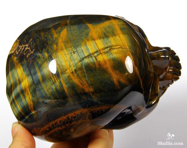 5.2" Tiger Eye Carved Crystal Skull, Super Realistic 5.2" Tiger Eye Carved Crystal Skull, Super Realistic