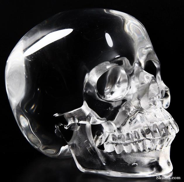 HUGE 5.9" Glass Carved Crystal Skull, Super Realistic HUGE 5.9" Glass Carved Crystal Skull, Super Realistic