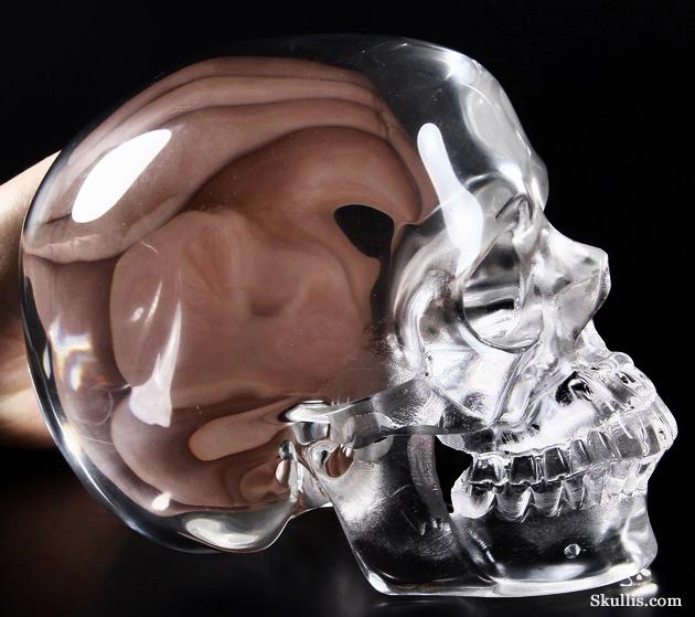 HUGE 5.9" Glass Carved Crystal Skull, Super Realistic HUGE 5.9" Glass Carved Crystal Skull, Super Realistic