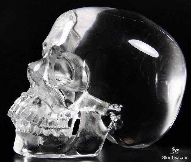 HUGE 5.9" Glass Carved Crystal Skull, Super Realistic HUGE 5.9" Glass Carved Crystal Skull, Super Realistic