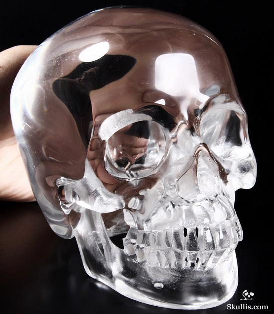 HUGE 5.9" Glass Carved Crystal Skull, Super Realistic HUGE 5.9" Glass Carved Crystal Skull, Super Realistic