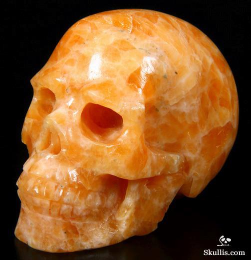 2.6" Orange Calcite Carved Crystal Skull, Realistic 2.6" Orange Calcite Carved Crystal Skull, Realistic