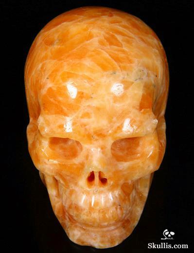 2.6" Orange Calcite Carved Crystal Skull, Realistic 2.6" Orange Calcite Carved Crystal Skull, Realistic