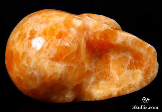 2.6" Orange Calcite Carved Crystal Skull, Realistic 2.6" Orange Calcite Carved Crystal Skull, Realistic