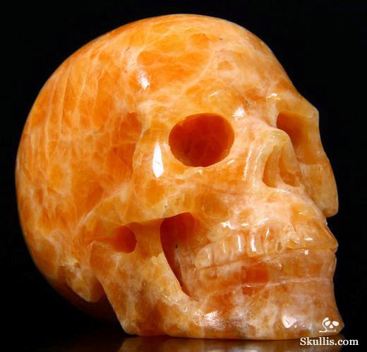 2.6" Orange Calcite Carved Crystal Skull, Realistic 2.6" Orange Calcite Carved Crystal Skull, Realistic
