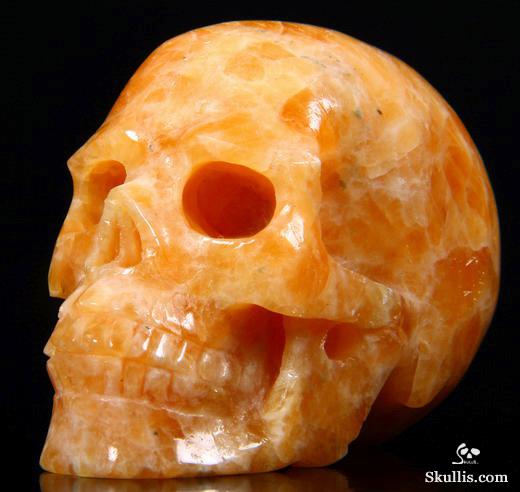 2.6" Orange Calcite Carved Crystal Skull, Realistic 2.6" Orange Calcite Carved Crystal Skull, Realistic