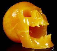 HUGE 5.0" Beeswax Jade Carved Crystal Screaming Skull