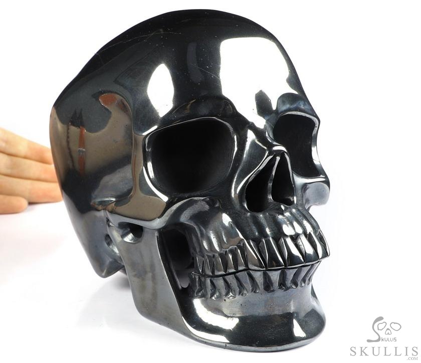 Lifesized 6.5" Hematite Carved Crystal Skull,Super Realistic, Crystal Healing Lifesized 6.5" Hematite Carved Crystal Skull,Super Realistic, Crystal Healing