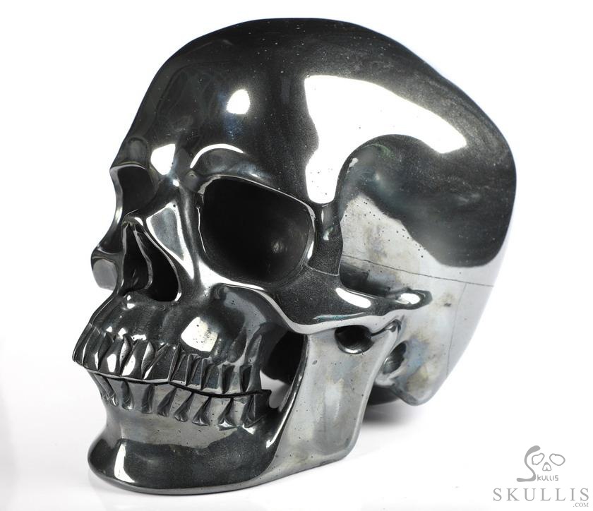 Lifesized 6.5" Hematite Carved Crystal Skull,Super Realistic, Crystal Healing Lifesized 6.5" Hematite Carved Crystal Skull,Super Realistic, Crystal Healing