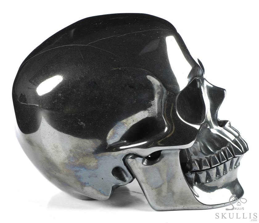 Lifesized 6.5" Hematite Carved Crystal Skull,Super Realistic, Crystal Healing Lifesized 6.5" Hematite Carved Crystal Skull,Super Realistic, Crystal Healing