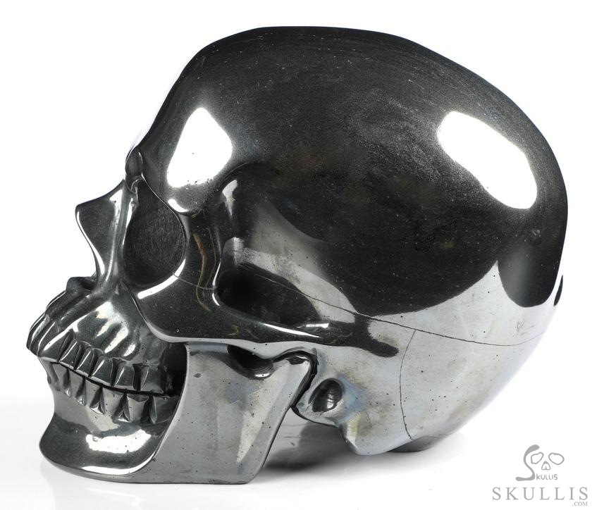 Lifesized 6.5" Hematite Carved Crystal Skull,Super Realistic, Crystal Healing Lifesized 6.5" Hematite Carved Crystal Skull,Super Realistic, Crystal Healing