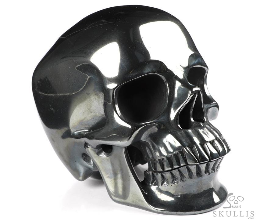 Lifesized 6.5" Hematite Carved Crystal Skull,Super Realistic, Crystal Healing Lifesized 6.5" Hematite Carved Crystal Skull,Super Realistic, Crystal Healing