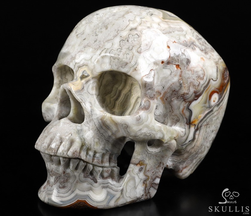 Huge 5.1" Red Crazy Lace Agate Carved Crystal Skull,Super Realistic, Crystal Healing Huge 5.1" Red Crazy Lace Agate Carved Crystal Skull,Super Realistic, Crystal Healing