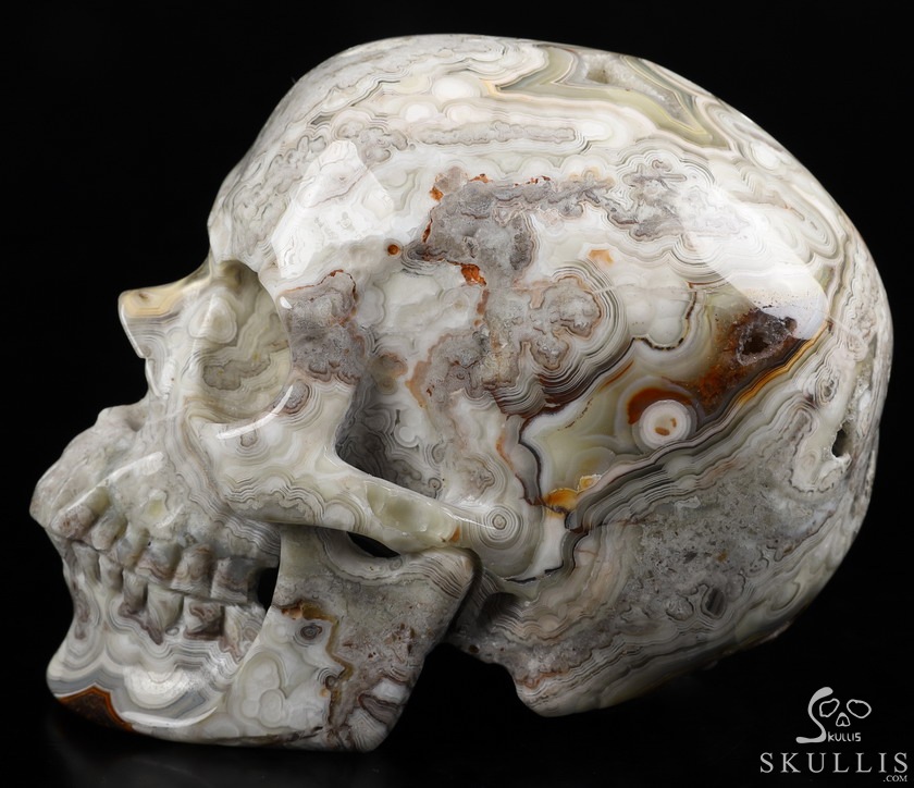 Huge 5.1" Red Crazy Lace Agate Carved Crystal Skull,Super Realistic, Crystal Healing Huge 5.1" Red Crazy Lace Agate Carved Crystal Skull,Super Realistic, Crystal Healing
