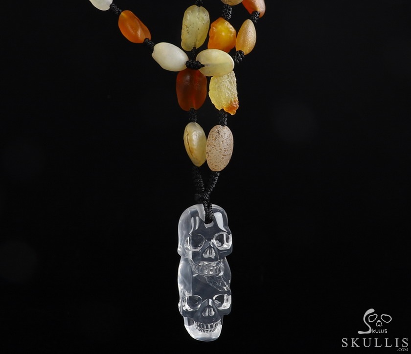 Gemstone Inside Diameter (445mm) Milk Quartz & Gobi Agate Carved Crystal Skull Pendant, Crystal Healing Gemstone Inside Diameter (445mm) Milk Quartz & Gobi Agate Carved Crystal Skull Pendant, Crystal Healing