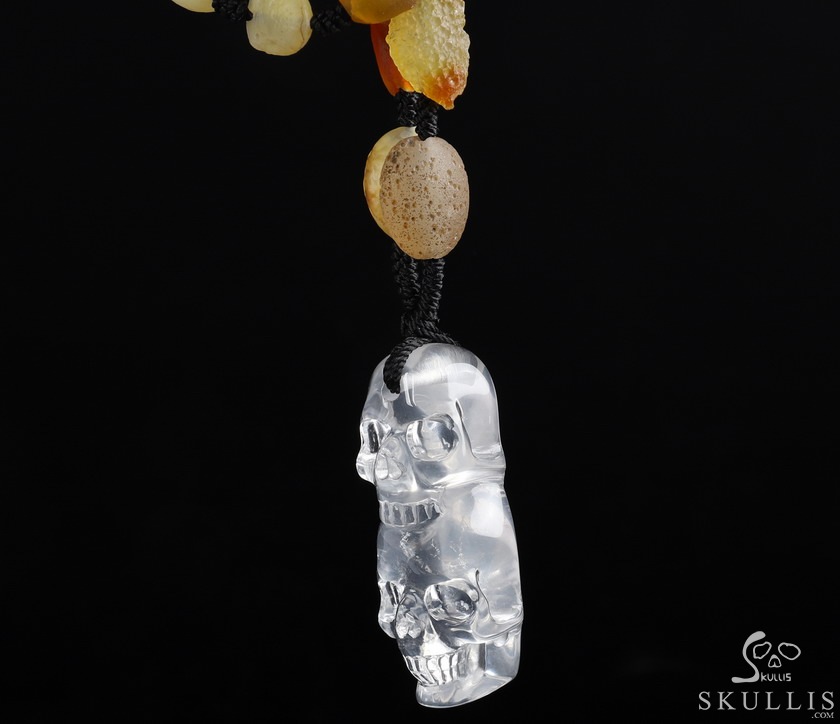 Gemstone Inside Diameter (445mm) Milk Quartz & Gobi Agate Carved Crystal Skull Pendant, Crystal Healing Gemstone Inside Diameter (445mm) Milk Quartz & Gobi Agate Carved Crystal Skull Pendant, Crystal Healing