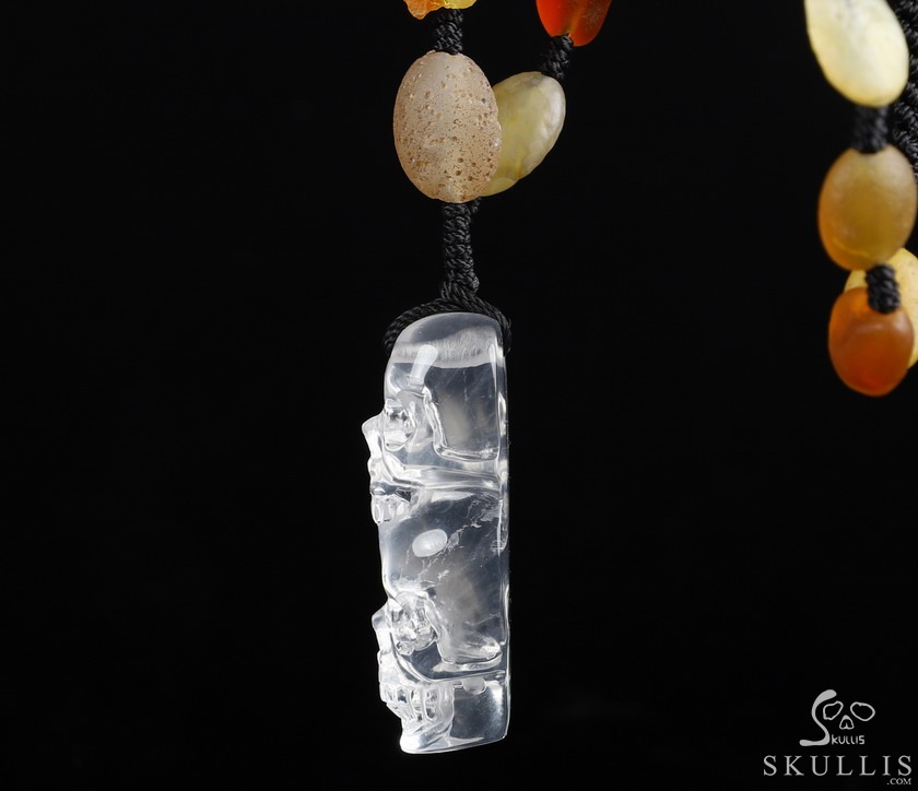 Gemstone Inside Diameter (445mm) Milk Quartz & Gobi Agate Carved Crystal Skull Pendant, Crystal Healing Gemstone Inside Diameter (445mm) Milk Quartz & Gobi Agate Carved Crystal Skull Pendant, Crystal Healing