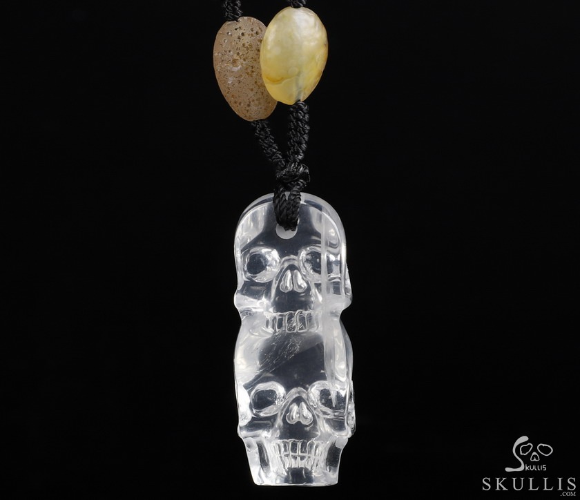 Gemstone Inside Diameter (445mm) Milk Quartz & Gobi Agate Carved Crystal Skull Pendant, Crystal Healing Gemstone Inside Diameter (445mm) Milk Quartz & Gobi Agate Carved Crystal Skull Pendant, Crystal Healing
