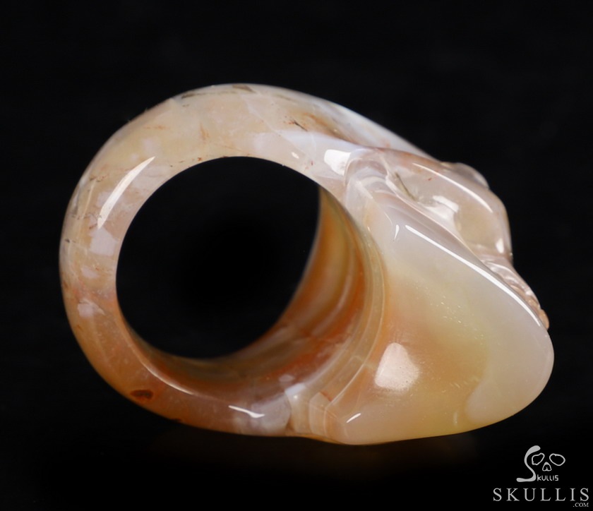 The Poetic Dreamer - US size 8 Agate Hand Carved Crystal Skull Ring, Crystal Healing Skull Jewelry, for Women & Men The Poetic Dreamer - US size 8 Agate Hand Carved Crystal Skull Ring, Crystal Healing Skull Jewelry, for Women & Men