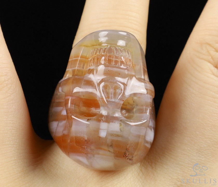 The Poetic Dreamer - US size 8 Agate Hand Carved Crystal Skull Ring, Crystal Healing Skull Jewelry, for Women & Men The Poetic Dreamer - US size 8 Agate Hand Carved Crystal Skull Ring, Crystal Healing Skull Jewelry, for Women & Men