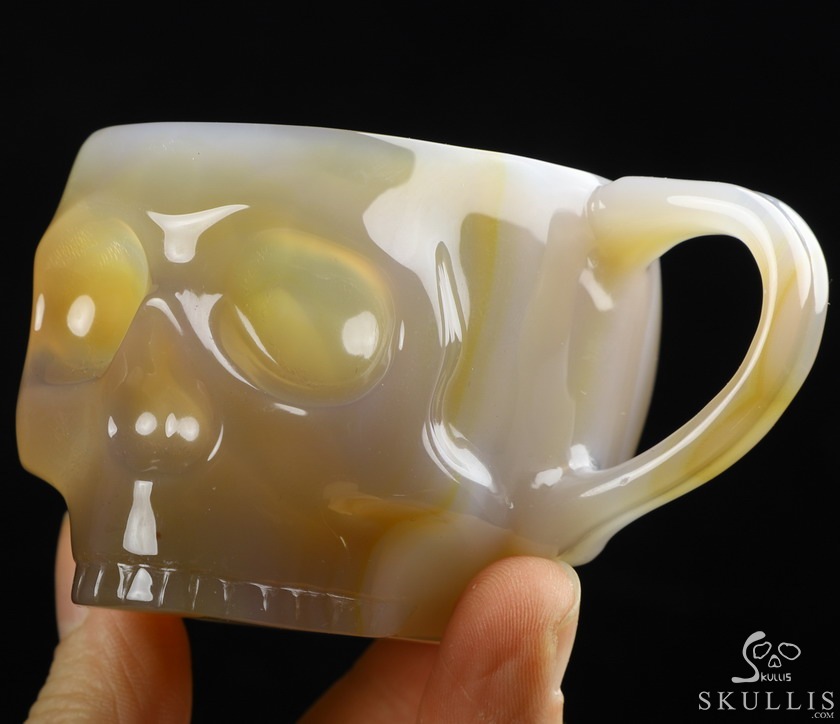 Skullis Minima - 2 oz Premium Brazilian Agate Skull Espresso Coffee Cup Skullis Minima - 2 oz Premium Brazilian Agate Skull Espresso Coffee Cup