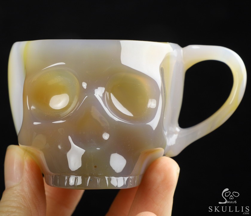 Skullis Minima - 2 oz Premium Brazilian Agate Skull Espresso Coffee Cup Skullis Minima - 2 oz Premium Brazilian Agate Skull Espresso Coffee Cup
