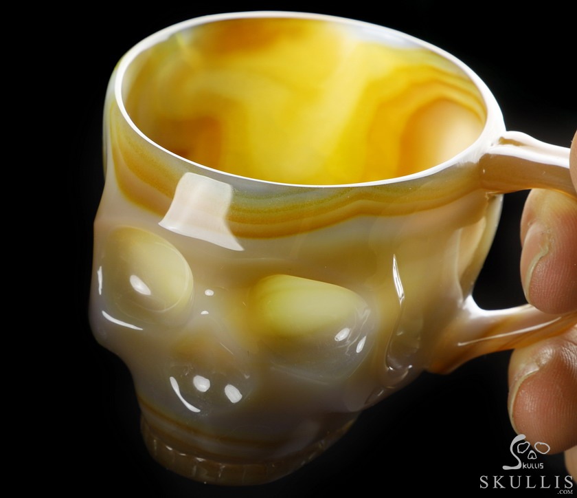 Skullis Minima - 2 oz Premium Brazilian Agate Skull Espresso Coffee Cup Skullis Minima - 2 oz Premium Brazilian Agate Skull Espresso Coffee Cup