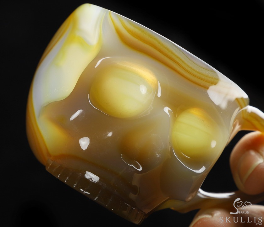 Skullis Minima - 2 oz Premium Brazilian Agate Skull Espresso Coffee Cup Skullis Minima - 2 oz Premium Brazilian Agate Skull Espresso Coffee Cup