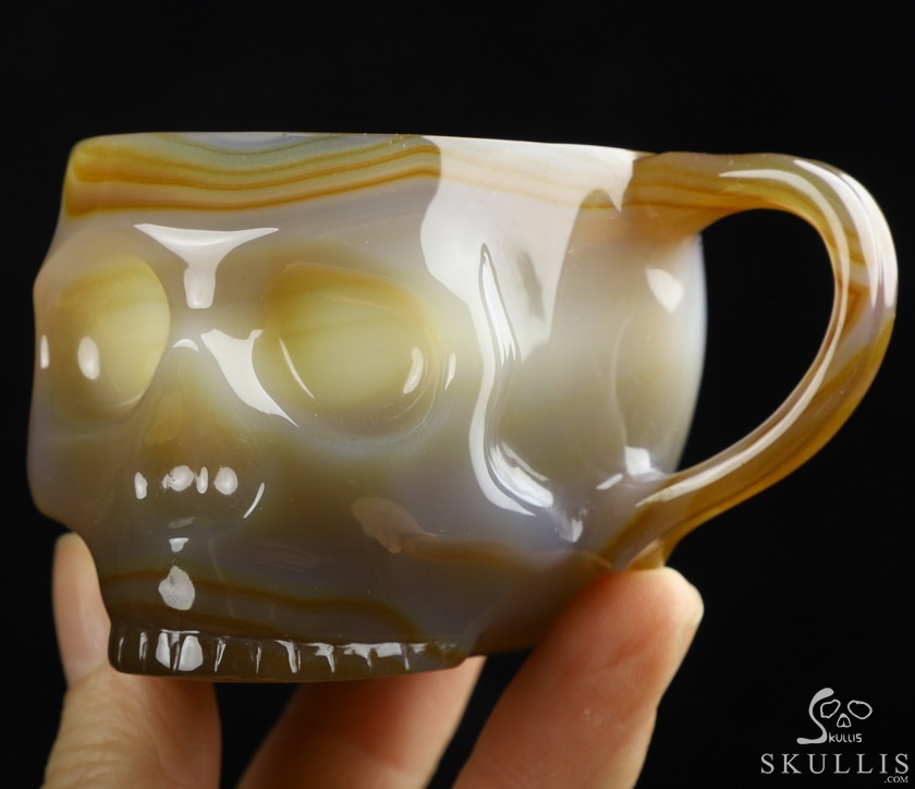 Skullis Minima - 2 oz Premium Brazilian Agate Skull Espresso Coffee Cup Skullis Minima - 2 oz Premium Brazilian Agate Skull Espresso Coffee Cup