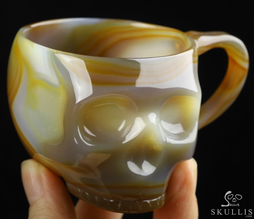 Skullis Minima - 2 oz Premium Brazilian Agate Skull Espresso Coffee Cup Skullis Minima - 2 oz Premium Brazilian Agate Skull Espresso Coffee Cup