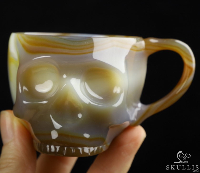 Skullis Minima - 2 oz Premium Brazilian Agate Skull Espresso Coffee Cup Skullis Minima - 2 oz Premium Brazilian Agate Skull Espresso Coffee Cup