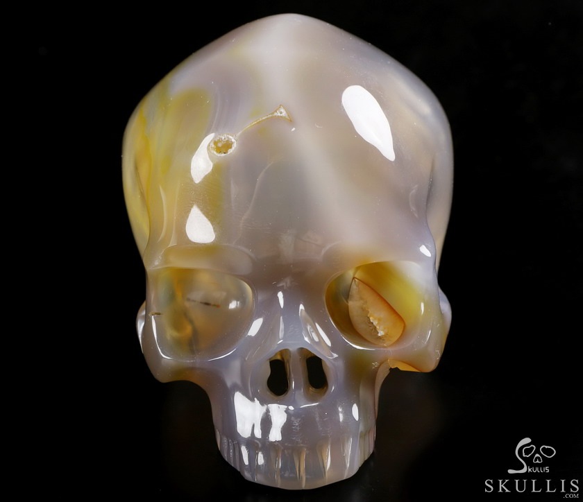 BEAUTIFUL LINES 4.8" Premium Brazilian Agate Carved Crystal Howllow Skull with Led Stand,Super Realistic, Crystal Healing BEAUTIFUL LINES 4.8" Premium Brazilian Agate Carved Crystal Howllow Skull with Led Stand,Super Realistic, Crystal Healing