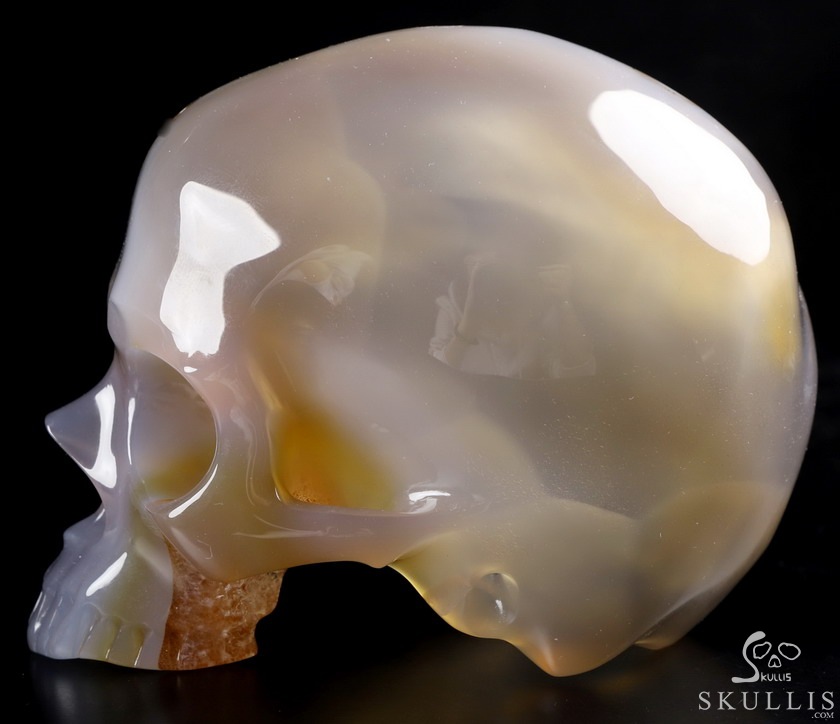 BEAUTIFUL LINES 4.8" Premium Brazilian Agate Carved Crystal Howllow Skull with Led Stand,Super Realistic, Crystal Healing BEAUTIFUL LINES 4.8" Premium Brazilian Agate Carved Crystal Howllow Skull with Led Stand,Super Realistic, Crystal Healing