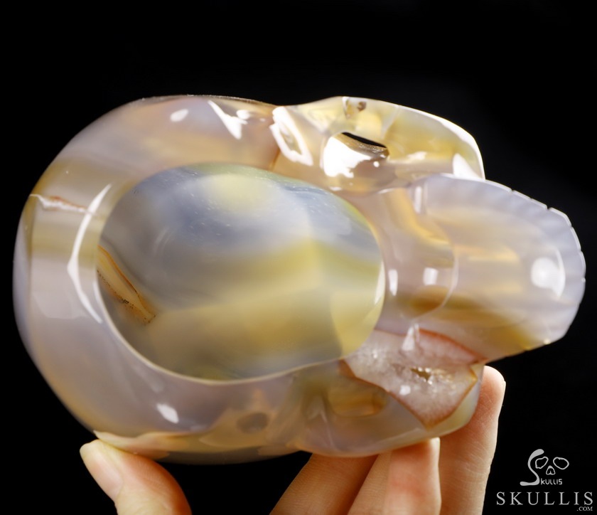 BEAUTIFUL LINES 4.8" Premium Brazilian Agate Carved Crystal Howllow Skull with Led Stand,Super Realistic, Crystal Healing BEAUTIFUL LINES 4.8" Premium Brazilian Agate Carved Crystal Howllow Skull with Led Stand,Super Realistic, Crystal Healing