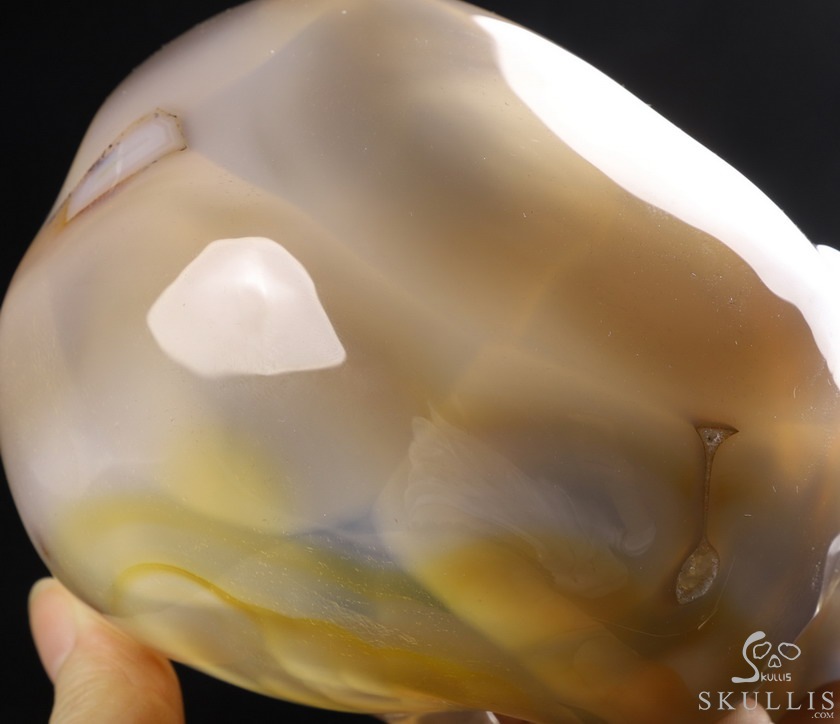BEAUTIFUL LINES 4.8" Premium Brazilian Agate Carved Crystal Howllow Skull with Led Stand,Super Realistic, Crystal Healing BEAUTIFUL LINES 4.8" Premium Brazilian Agate Carved Crystal Howllow Skull with Led Stand,Super Realistic, Crystal Healing