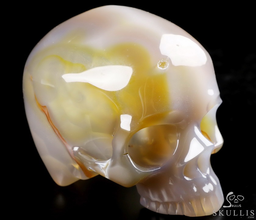 BEAUTIFUL LINES 4.8" Premium Brazilian Agate Carved Crystal Howllow Skull with Led Stand,Super Realistic, Crystal Healing BEAUTIFUL LINES 4.8" Premium Brazilian Agate Carved Crystal Howllow Skull with Led Stand,Super Realistic, Crystal Healing
