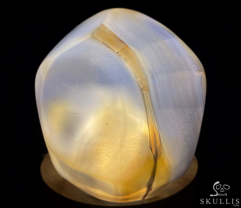 BEAUTIFUL LINES 4.8" Premium Brazilian Agate Carved Crystal Howllow Skull with Led Stand,Super Realistic, Crystal Healing BEAUTIFUL LINES 4.8" Premium Brazilian Agate Carved Crystal Howllow Skull with Led Stand,Super Realistic, Crystal Healing