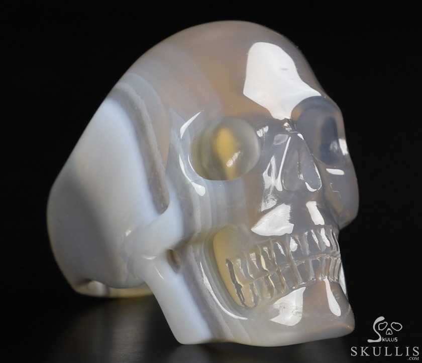 The Poetic Dreamer - US size 9.5 Agate Hand Carved Crystal Skull Ring, Crystal Healing Skull Jewelry, for Women & Men The Poetic Dreamer - US size 9.5 Agate Hand Carved Crystal Skull Ring, Crystal Healing Skull Jewelry, for Women & Men