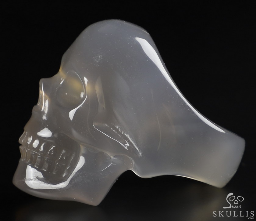 The Poetic Dreamer - US size 9.5 Agate Hand Carved Crystal Skull Ring, Crystal Healing Skull Jewelry, for Women & Men The Poetic Dreamer - US size 9.5 Agate Hand Carved Crystal Skull Ring, Crystal Healing Skull Jewelry, for Women & Men