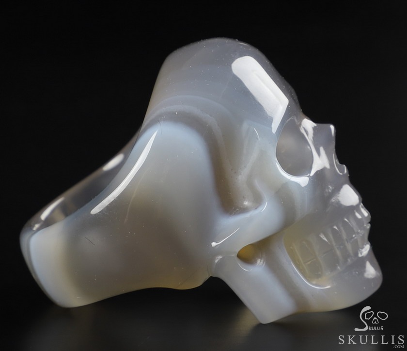 The Poetic Dreamer - US size 9.5 Agate Hand Carved Crystal Skull Ring, Crystal Healing Skull Jewelry, for Women & Men The Poetic Dreamer - US size 9.5 Agate Hand Carved Crystal Skull Ring, Crystal Healing Skull Jewelry, for Women & Men