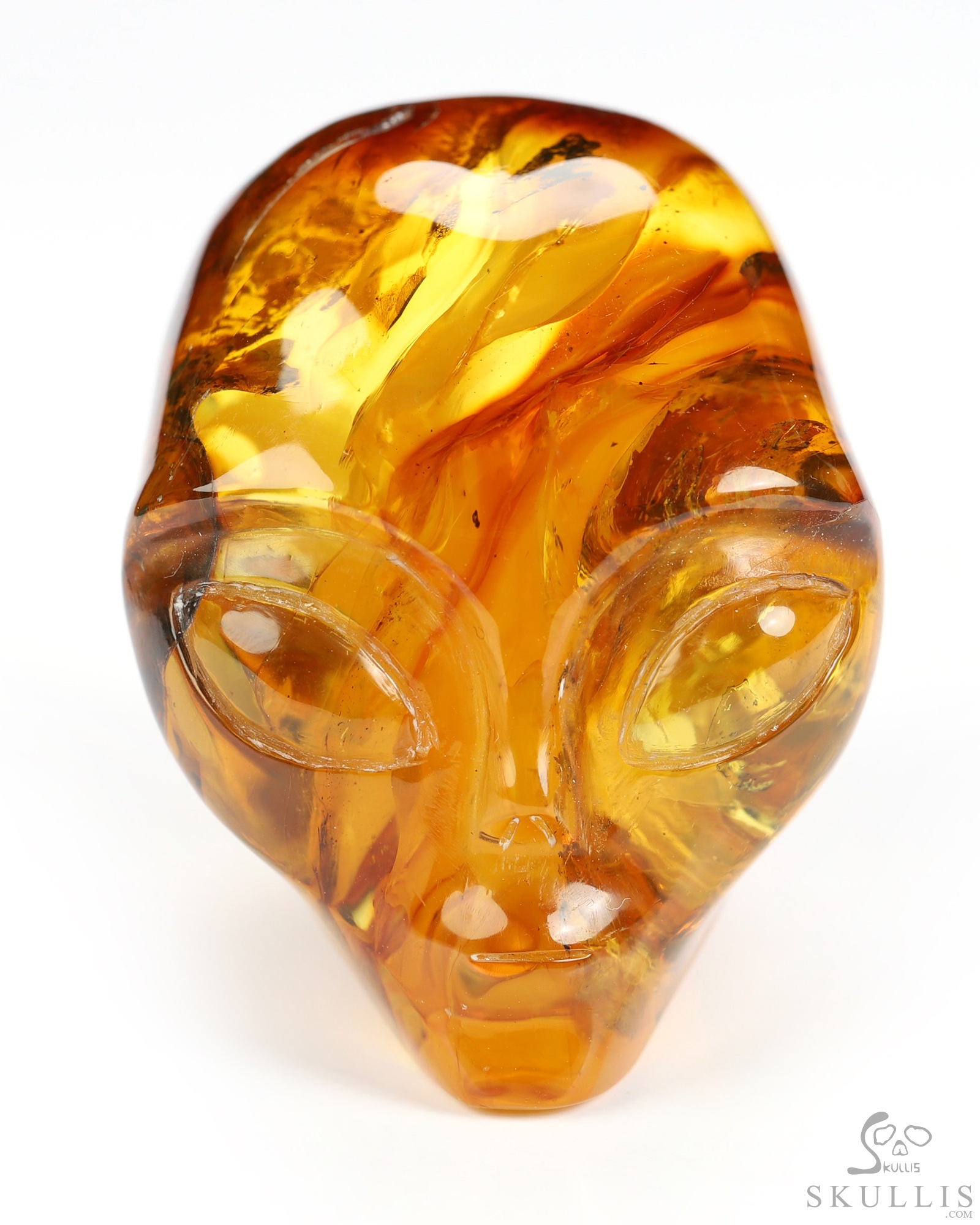 1.5" Baltic Amber Hand Carved Alien Crystal Skull Companion Sculpture, Crystal Healing 1.5" Baltic Amber Hand Carved Alien Crystal Skull Companion Sculpture, Crystal Healing