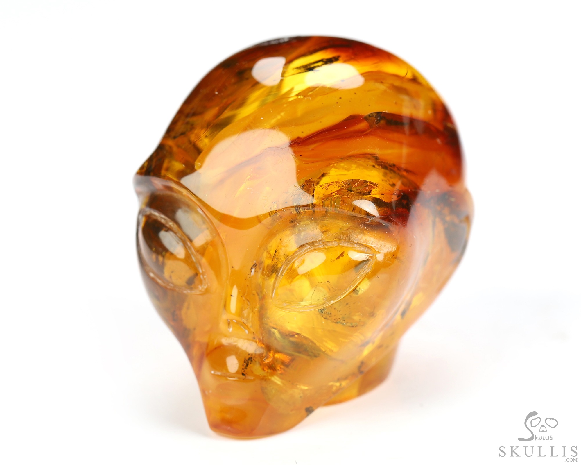 1.5" Baltic Amber Hand Carved Alien Crystal Skull Companion Sculpture, Crystal Healing 1.5" Baltic Amber Hand Carved Alien Crystal Skull Companion Sculpture, Crystal Healing