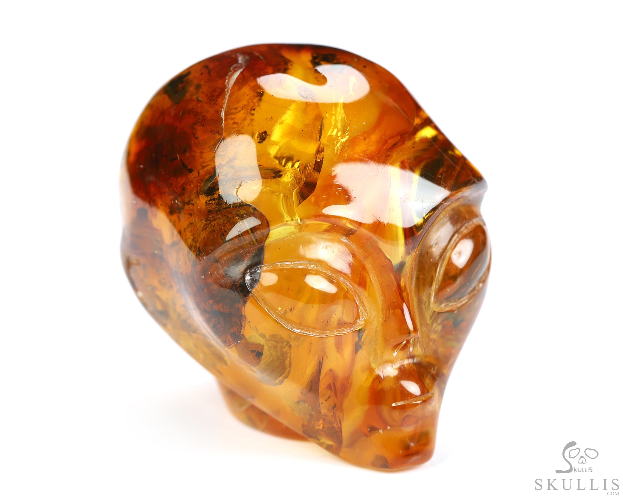 1.5" Baltic Amber Hand Carved Alien Crystal Skull Companion Sculpture, Crystal Healing 1.5" Baltic Amber Hand Carved Alien Crystal Skull Companion Sculpture, Crystal Healing