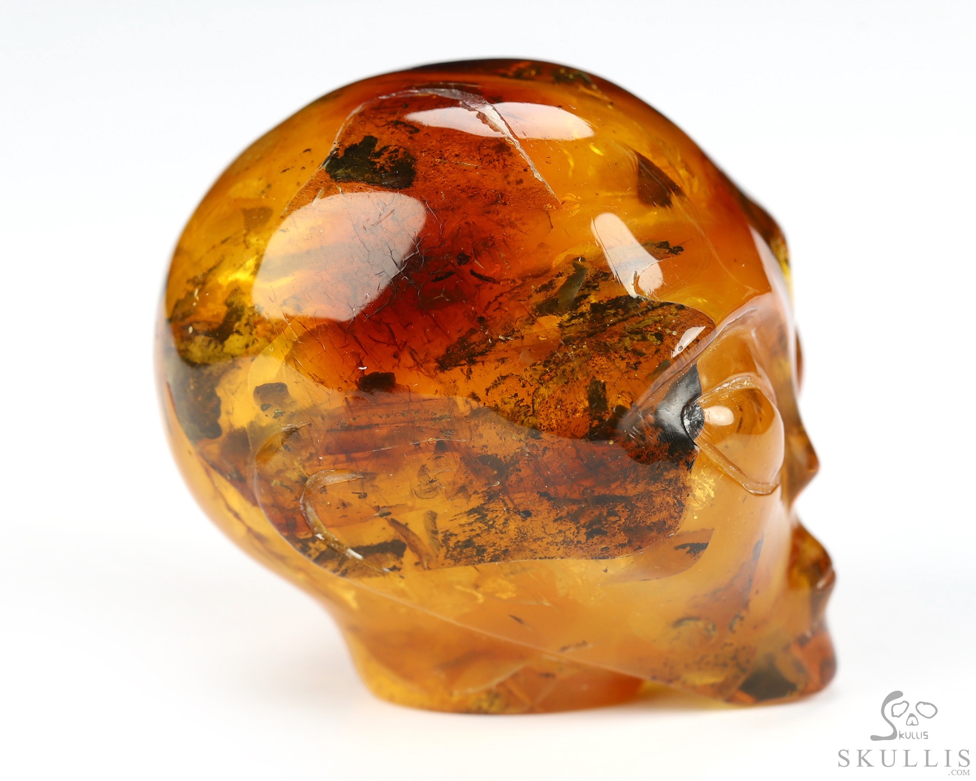 1.5" Baltic Amber Hand Carved Alien Crystal Skull Companion Sculpture, Crystal Healing 1.5" Baltic Amber Hand Carved Alien Crystal Skull Companion Sculpture, Crystal Healing