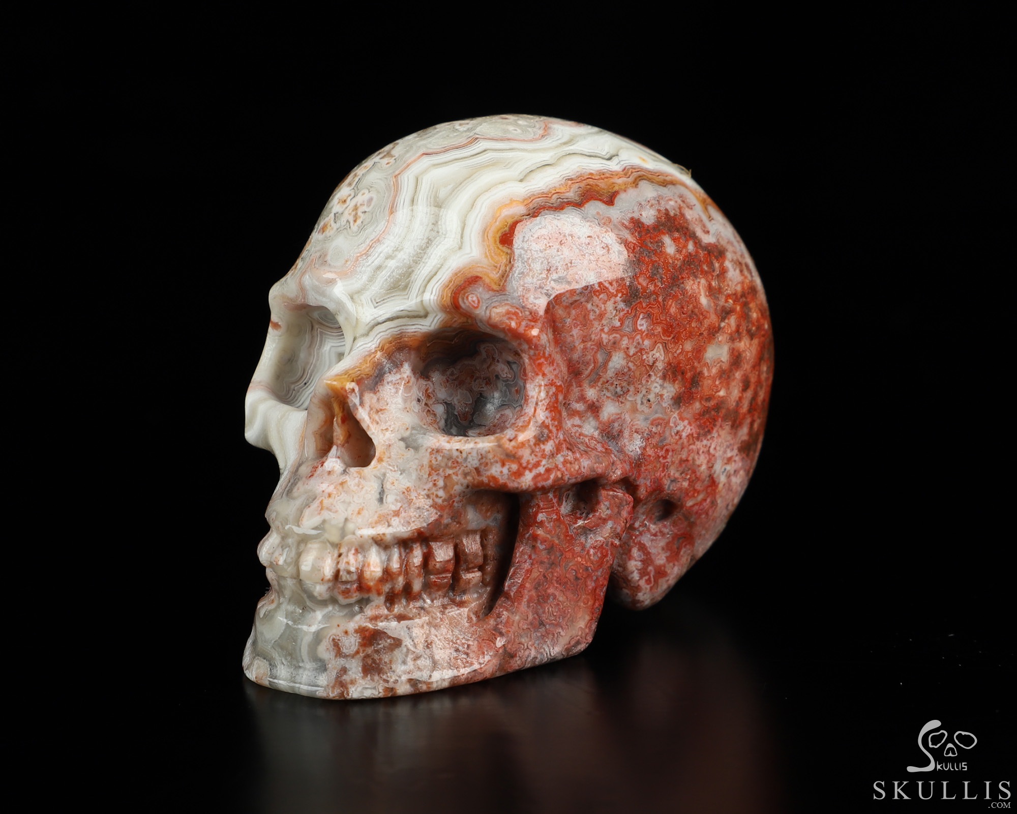 Gemstone 2.0" Red Crazy Lace Agate Hand Carved Crystal Skull, Realistic, Crystal Healing Gemstone 2.0" Red Crazy Lace Agate Hand Carved Crystal Skull, Realistic, Crystal Healing