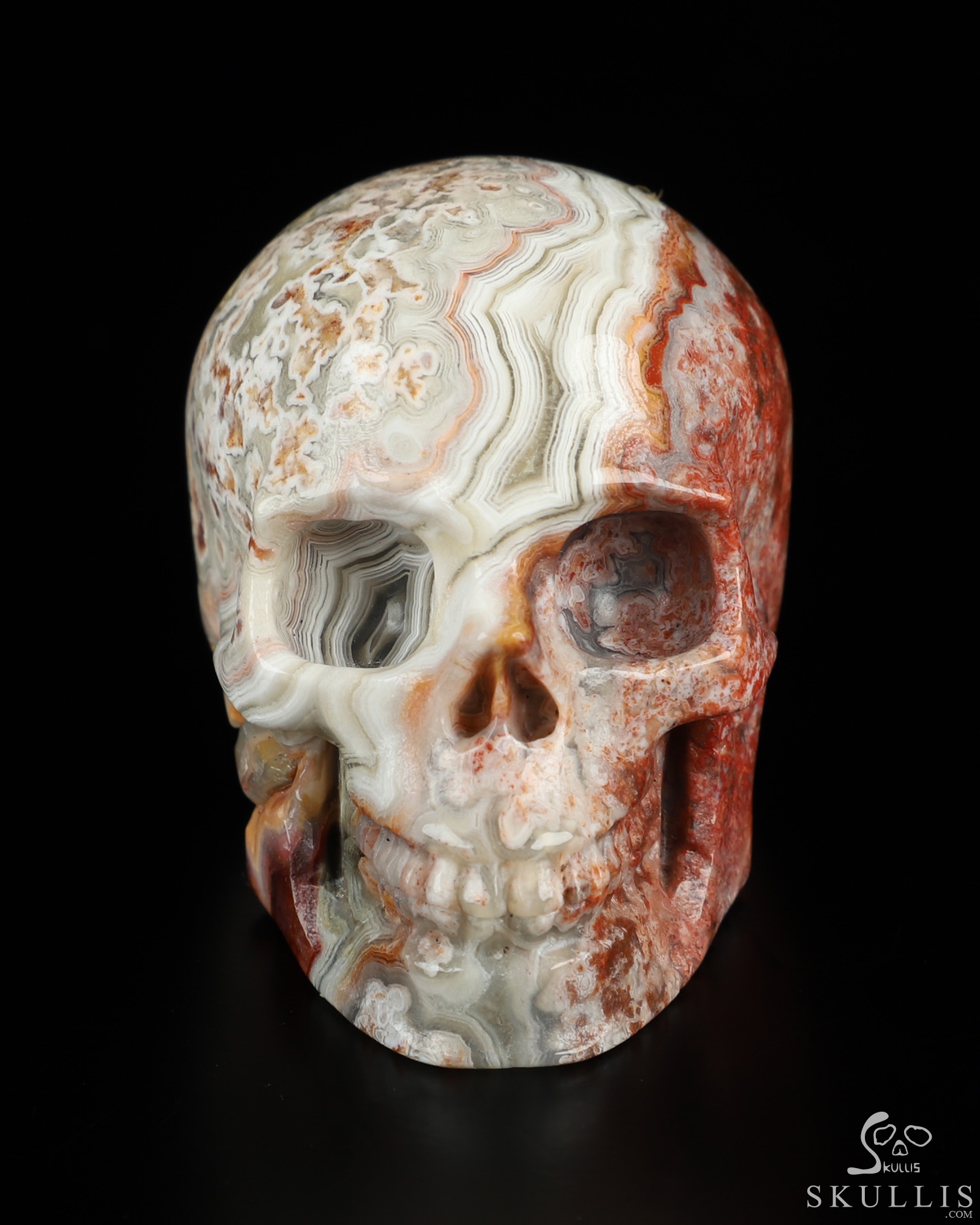 Gemstone 2.0" Red Crazy Lace Agate Hand Carved Crystal Skull, Realistic, Crystal Healing Gemstone 2.0" Red Crazy Lace Agate Hand Carved Crystal Skull, Realistic, Crystal Healing